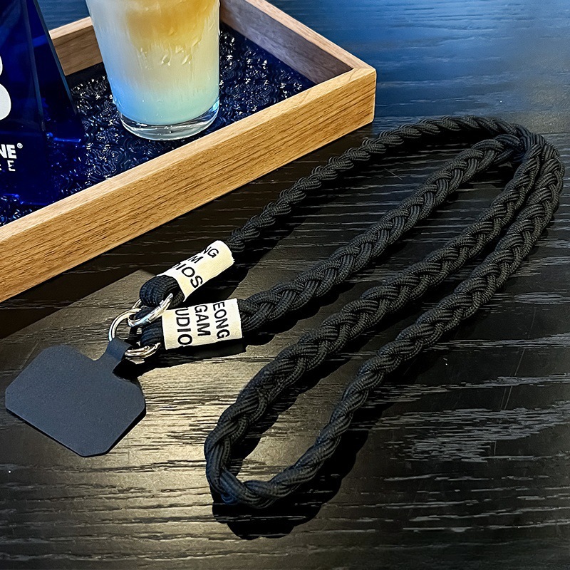 Cola de caballo gruesa tejida de tres hebras, cuerda de mensajero larga, puede llevar a hombres y mujeres al aire libre, cuerda de teléfono móvil torcida fuerte hecha a mano