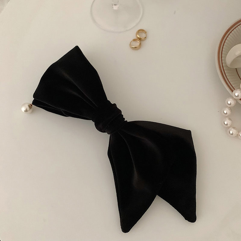 Horquilla para el pelo de terciopelo perlado de alta calidad de Ernie's Daily con lazo para niña, accesorio para el pelo con pinza lateral y flequillo_voghion.com