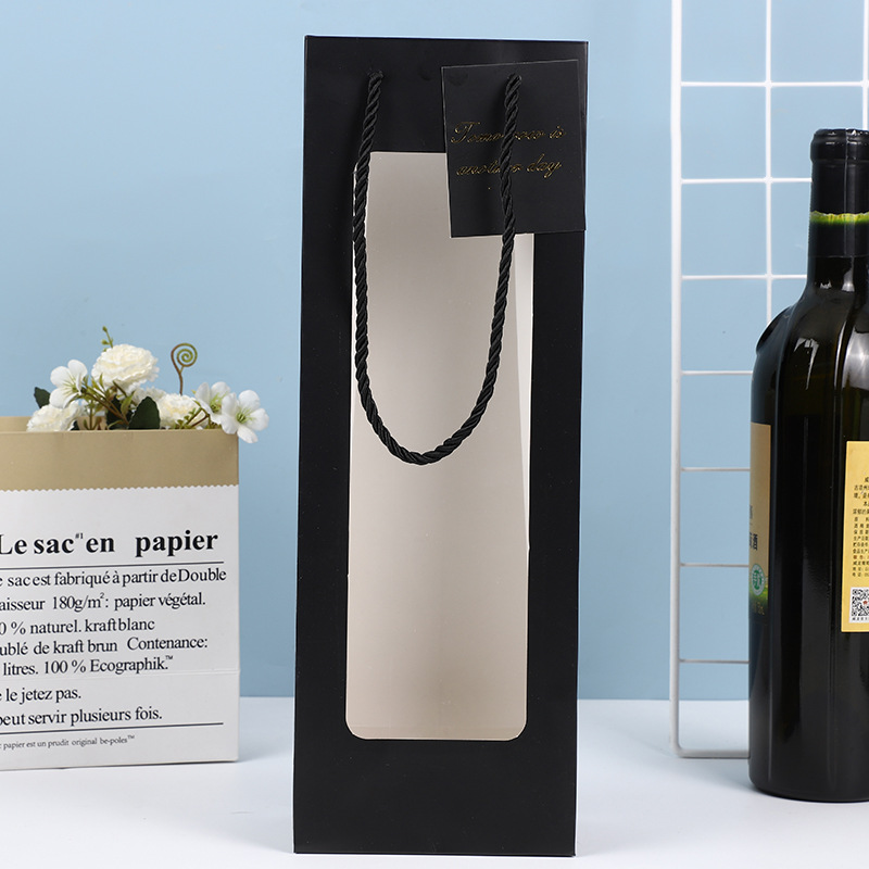 Bolsa de mano de ventana simple ramo de flores Bolsa de regalo de vino tinto de San Valentín alta sensación de regalo de flores eternas