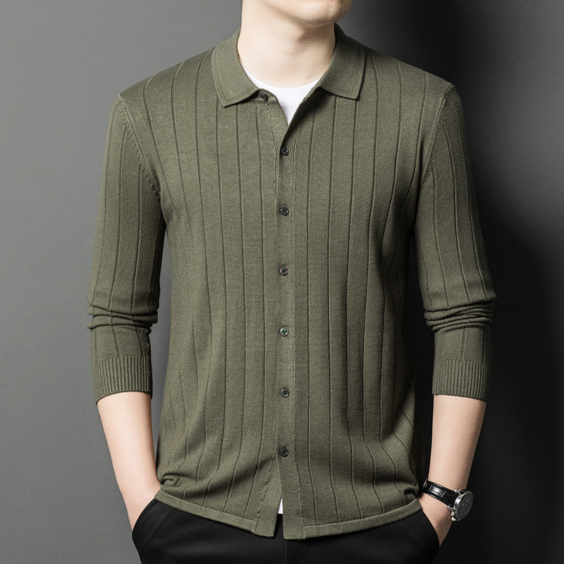 Tiktok Popular Men's Knit Cardigan Autumn Long-Sleeve Turn-Down Collar Fashion Sweater Jacket Slim Casual Men's Clothing