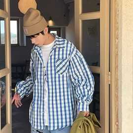 日系条纹衬衫男风长袖衬衣港风男装韩版潮流秋季休闲外套情侣装