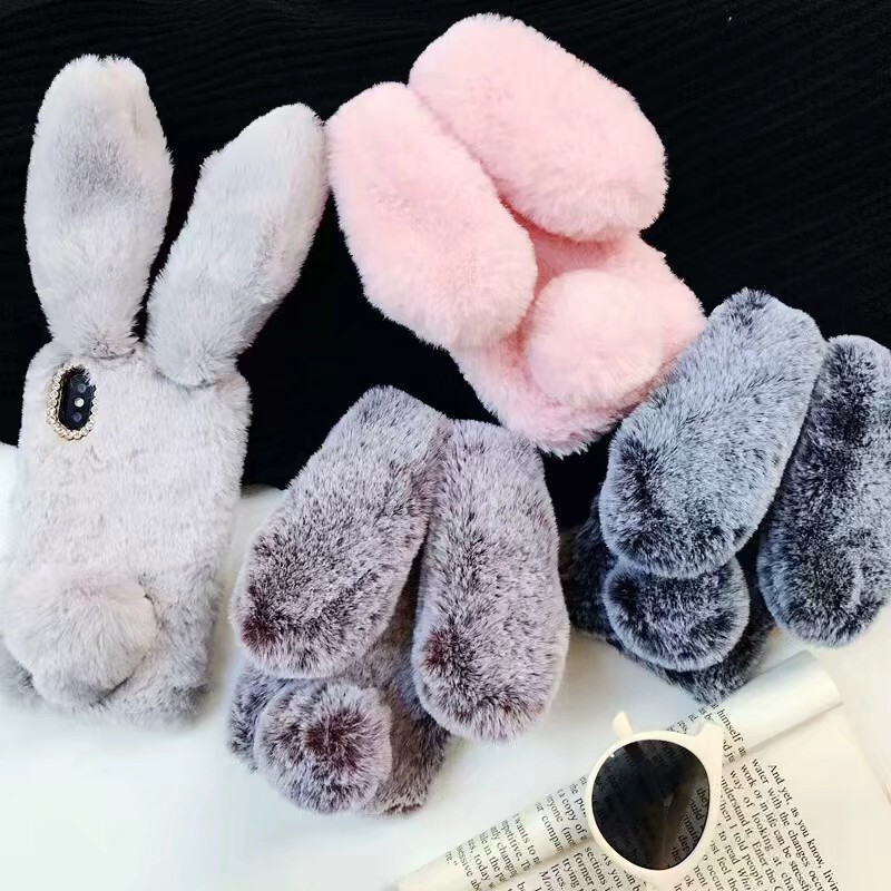 Stuffed Rabbit Ears Suitable for Iphone17Pro Max Mobile Phone Case Apple 16 Warm 15Plus/14 Protective Cover