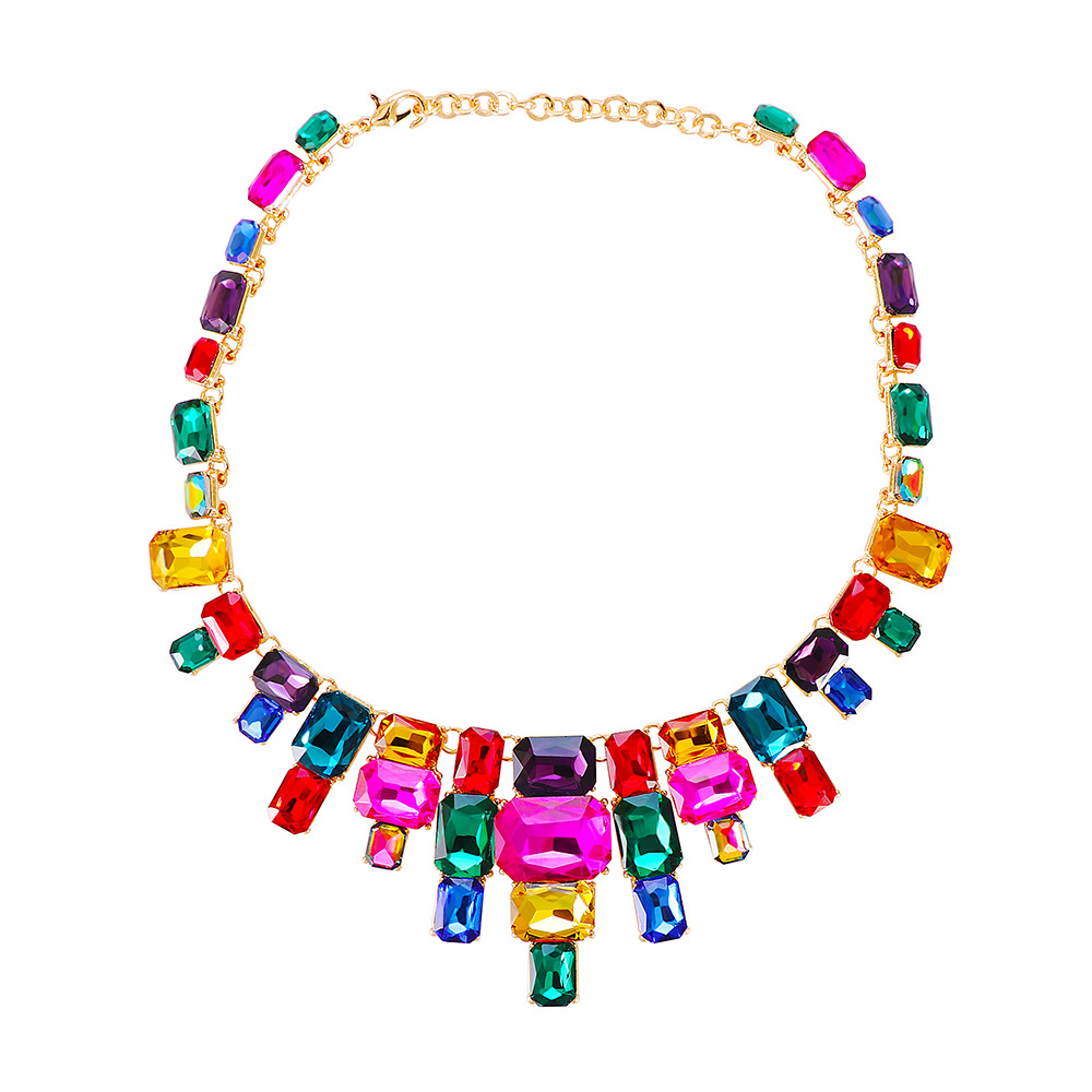 New ethnic style color rhinestone necklace