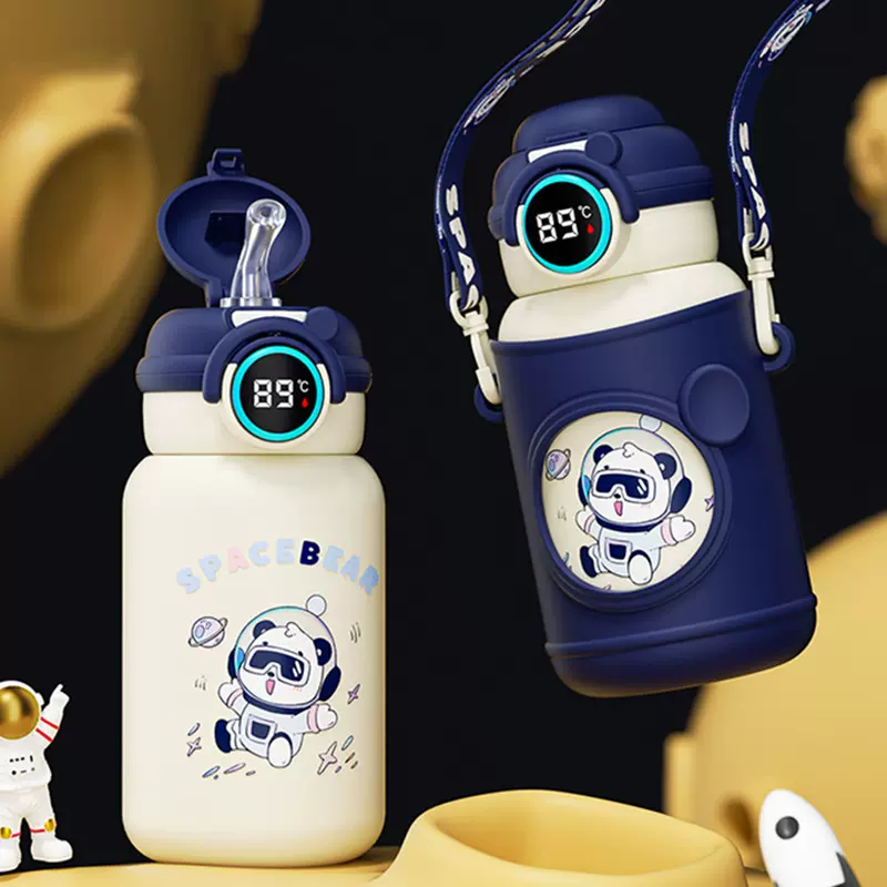智能316儿童保温杯吸管杯儿童水杯可爱卡通便携不锈钢杯子儿童壶