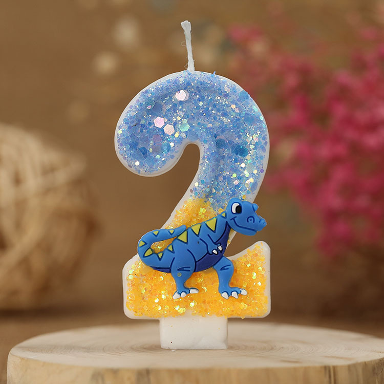 Vela de cumpleaños de niño Decoración de Pastel vela digital forma de dinosaurio anime artesanía vela para comercio electrónico transfronterizo