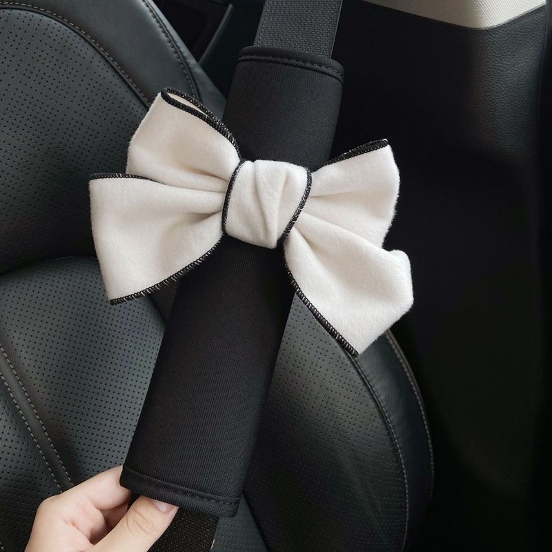 Summer Car Seat Belt Shoulder Cover Cute Goddess Bow Extended Anti-strangle Pair Internet Celebrity Car Interior Accessories
