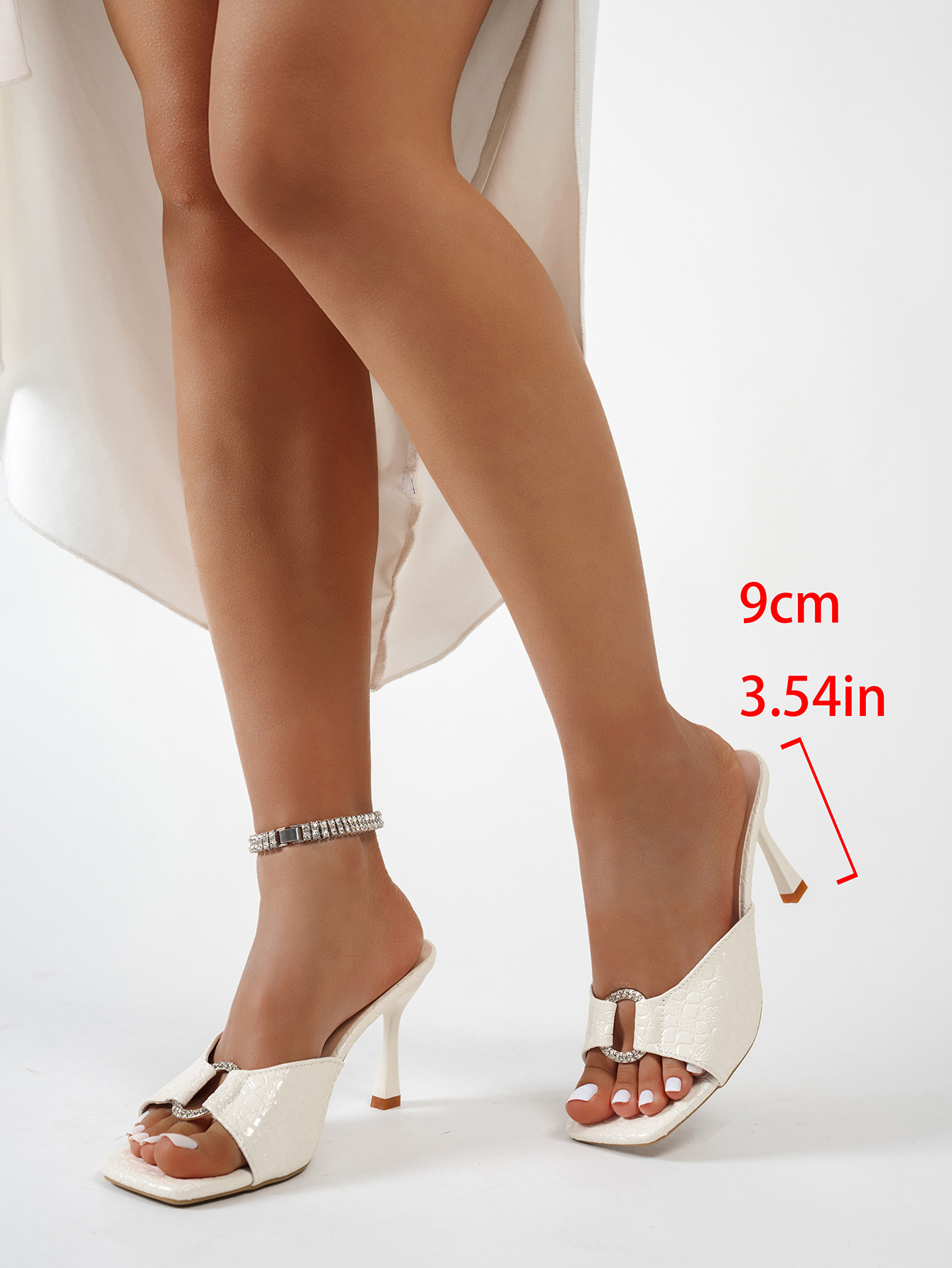 Stiletto Heeled Square Toe Rhinestone Sandals, Summer New Style Open Toe Plus Size High Heeled Sandals_vogvips.com