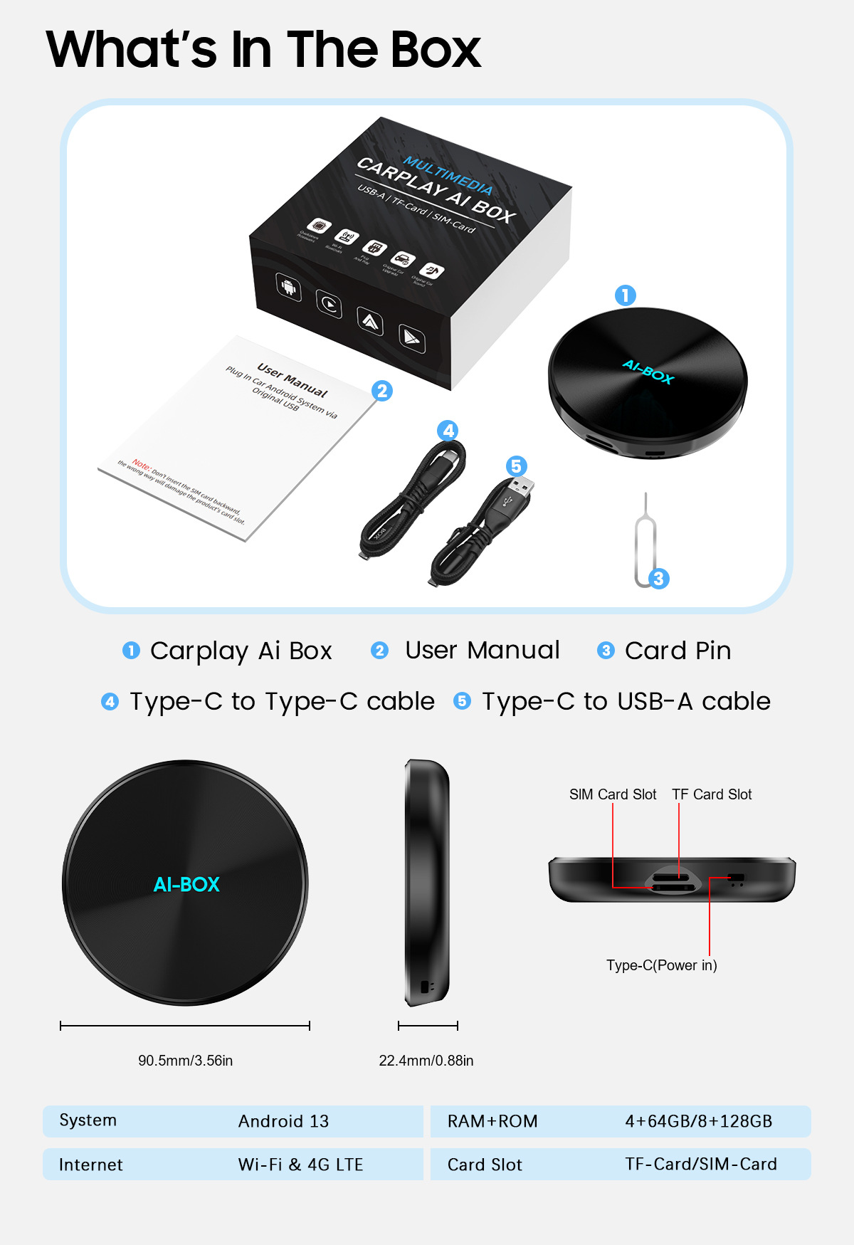 Smart car wireless carplay box, converts original car wired system to wireless carplay box, Android box, Qualcomm
