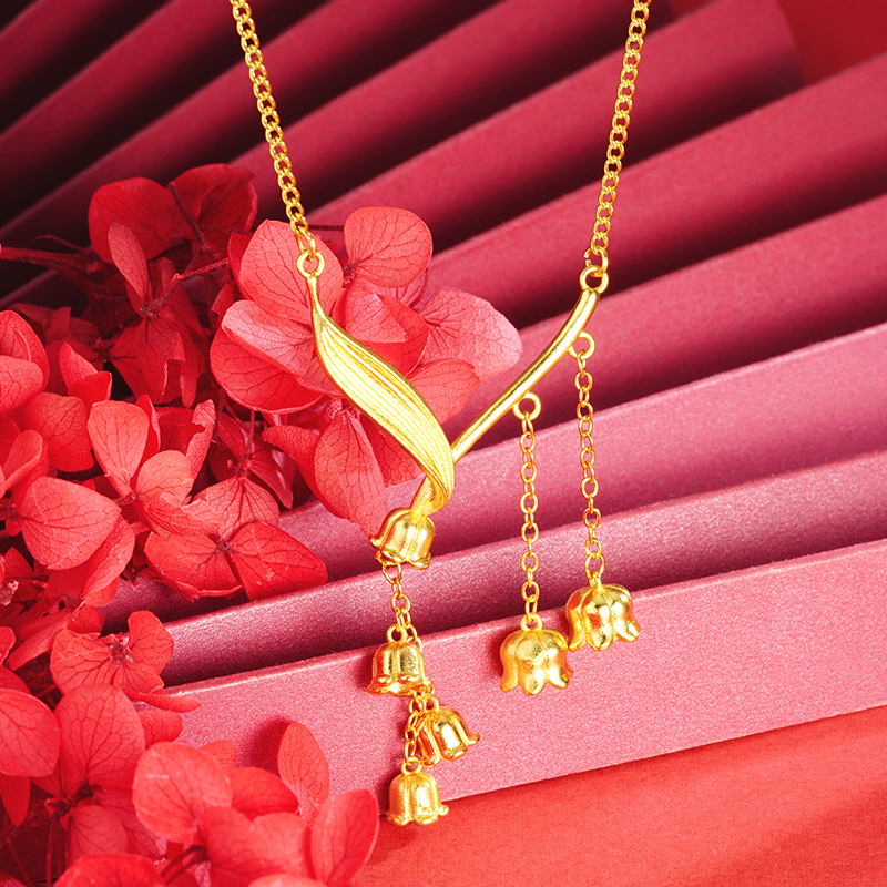 Estilo antiguo collar de orquídeas borla de La Flor de la hoja de Arena de oro no se desvanece durante mucho tiempo los accesorios de las mujeres populares a juego Yiwu suministro de joyas