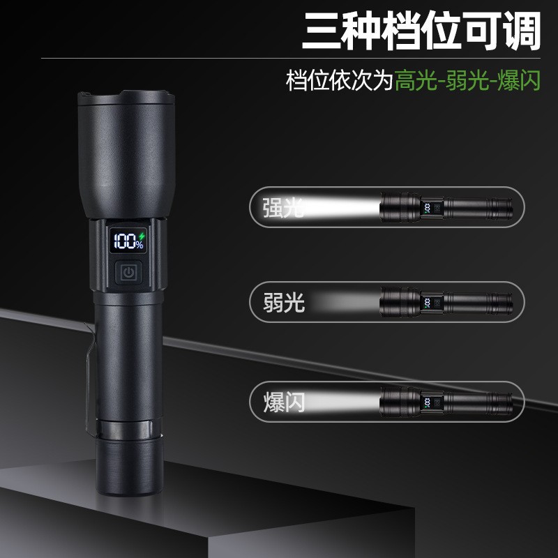 Cross-border high-brightness flashlight, long-range rechargeable outdoor white laser multifunctional small flashlight for mountain climbing and night use