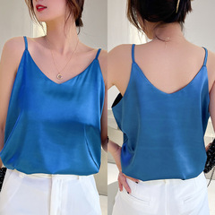 夏季新款吊帶女醋酸緞面修身V領背心內搭吊帶打底衫