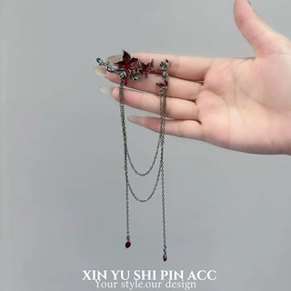暗黑风曼陀罗红色花朵流苏胸针复古小众高级感别针轻奢风百搭胸花