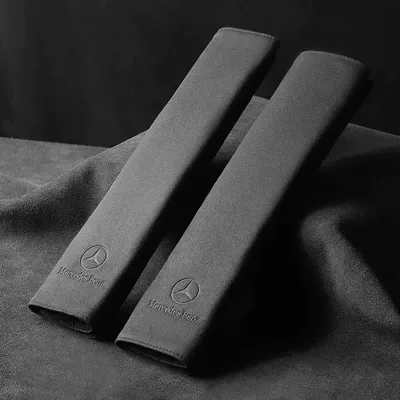 and Soft Safety Belt Covers: Seat belt shoulder pad - black-2-mercedes-benz