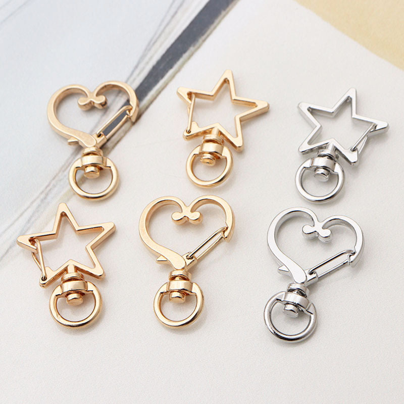 Special-shaped keychain five-pointed star heart-shaped dolphin owl hook buckle zinc alloy DIY jewelry pendant manufacturers spot