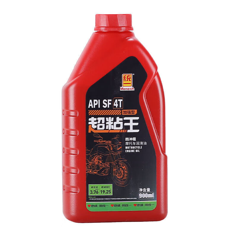 统一 超粘王 四冲程四季摩托车机油4T持久性 SF15W-40 900ml  4T