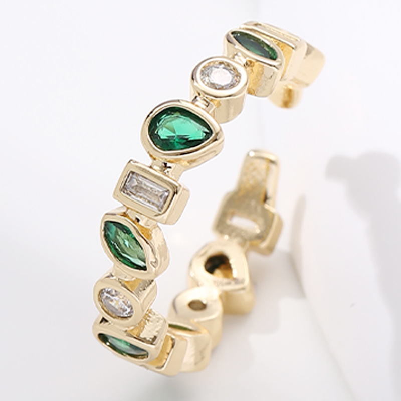 1 Piece Quantity 1 Piece Hip-hop Geometric Copper Inlay Zircon Open Ring