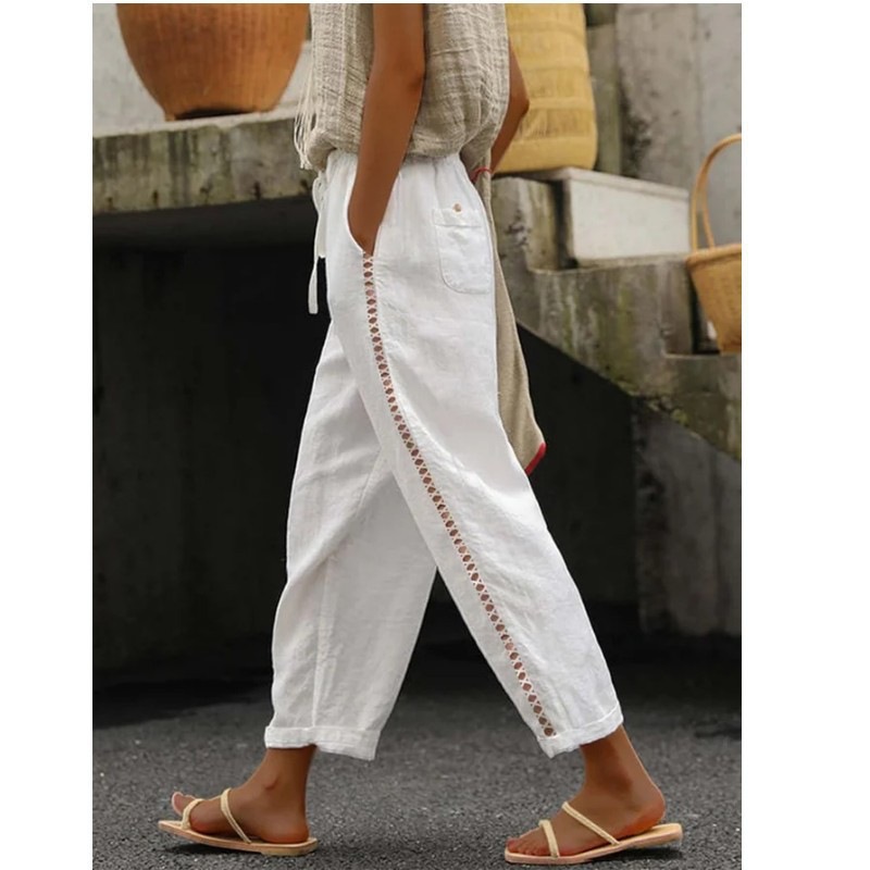 Women's Wide-Leg Casual Trousers Loose Fit Comfort Flowy Pants For Everyday Wear_ecoleips.com