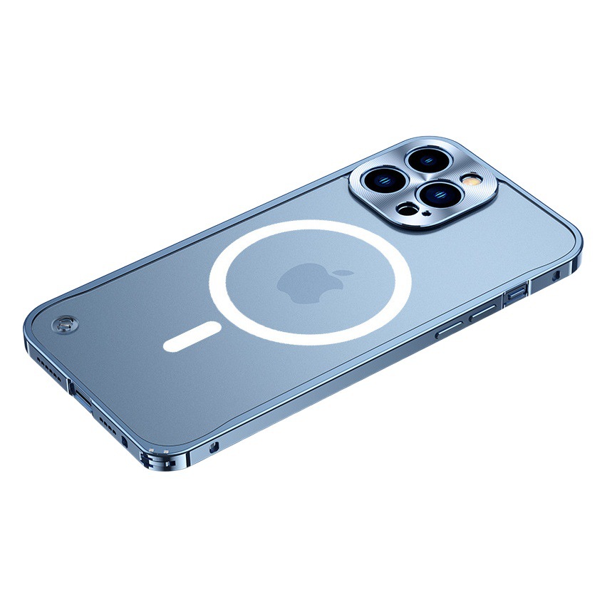 Hebilla de caballito de mar magnética para iPhone 16Promax funda para teléfono móvil Apple 15 lente de marco de metal todo incluido 14 juegos