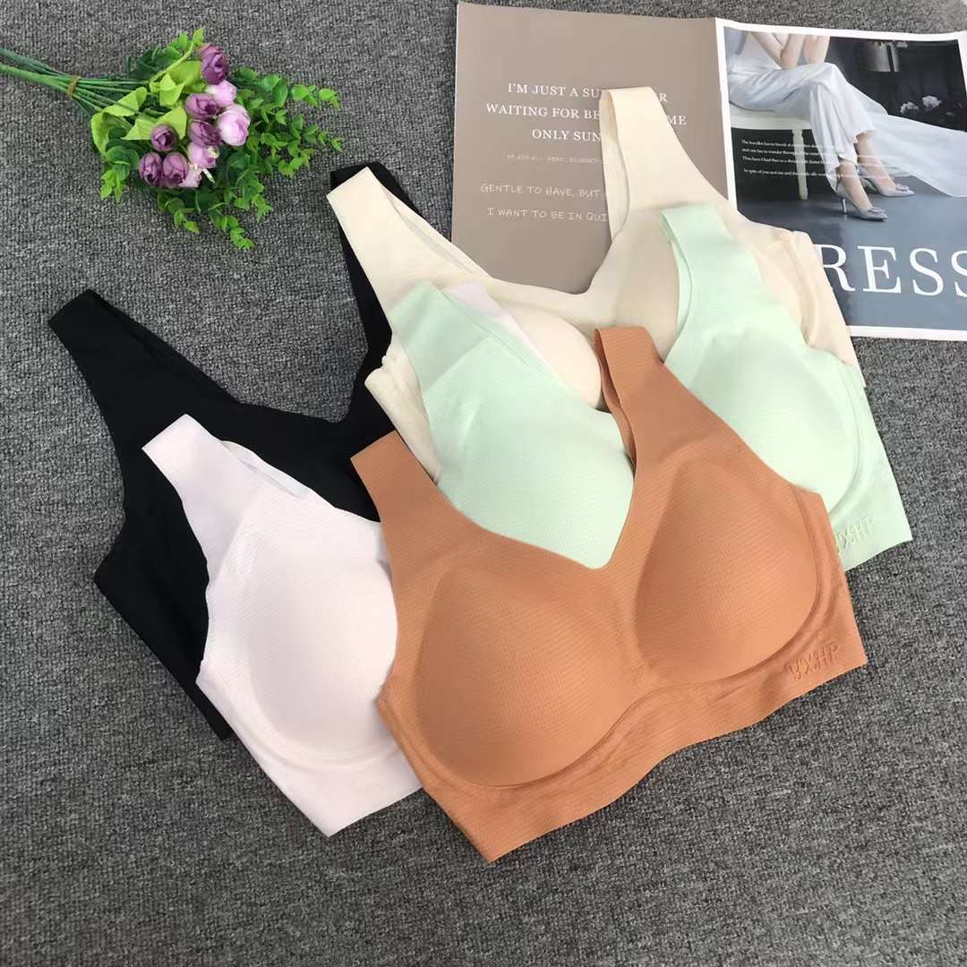 Nueva taza de látex sin marcas de alta calidad, chaleco de dama sin anillo de acero, bra de yoga, ropa interior deportiva, mujer al por mayor