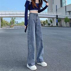 高腰复古直筒牛仔裤女宽松2024年春夏季垂感潮流窄版阔腿拖地裤潮