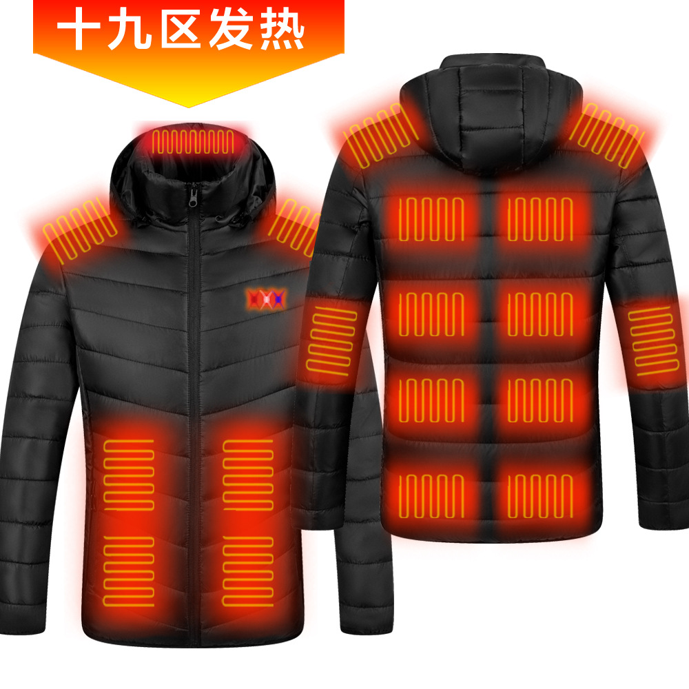 Distrito 19 calefacción inteligente Abrigo acolchado de algodón con capucha invierno de los hombres engrosada caliente calefacción eléctrica chaqueta acolchada de algodón de carga USB calefacción Abrigo acolchado de algodón