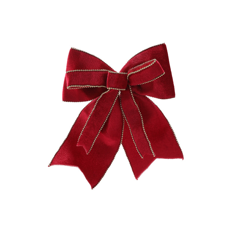 Tela transfronteriza arco rojo de Navidad doble capa de terciopelo alto árbol de Navidad colgante decoración decoración accesorios