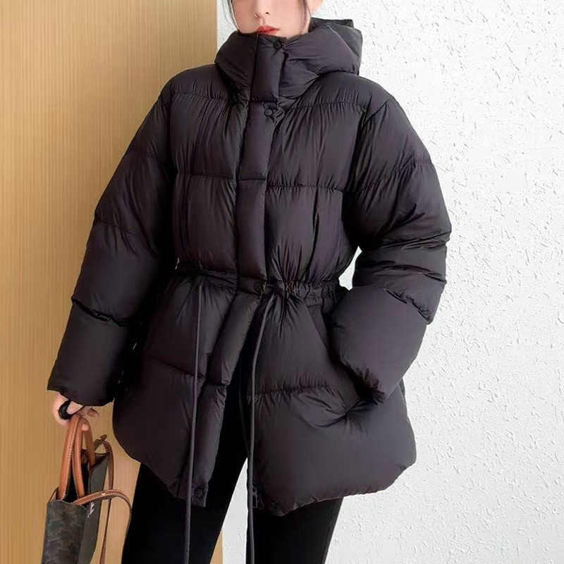 winter short velvet down jacket with hood