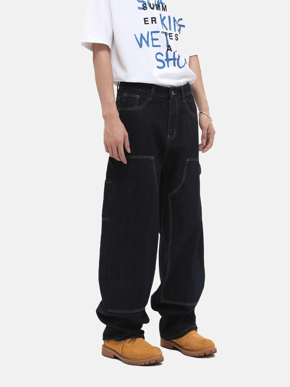 MTLCLOTHES Ropa de hombre | High Street cleanfit costura multibolsillo leñador jeans casual