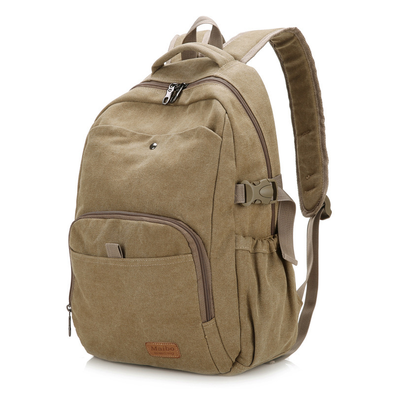 Cross-Border Foreign Trade Retro Canvas Backpack for Women, Washed Outdoor Backpack for Male Students, Simple Trendy Large-Capacity School Bag