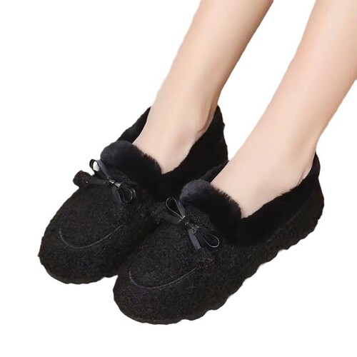 New style moccasin-in shoes for women in autumn and winter, Korean style warm thick sole fur shoes, flat warm cotton shoes and velvet for outside