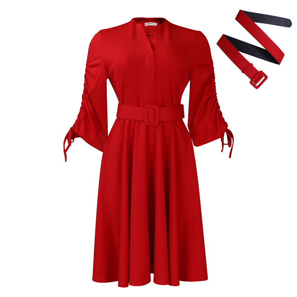 Plus Size A Line Dress Fashionable Wrinkled Design Elegant Style Autumn Winter Collection for Women Wholesale