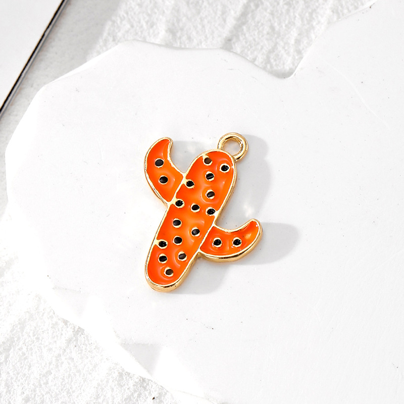 Polished Finish Enamel Design 10 PCS/Package 19 * 24mm Alloy Cactus Polished Pendant DIY Jewelry Accessories