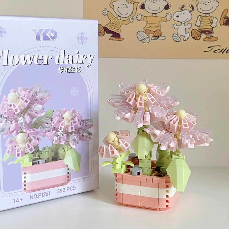 Конструктор (Diamond Horse) букет из кубиков DIY, миниатюрные цветы, подарок на день рождения