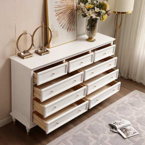 Solid Wood Minimalist Chest of Drawers Storage Cabinet Bedside Cabinet 5/7/9-Drawer Unit Home Storage Cabinet with Multiple Layers