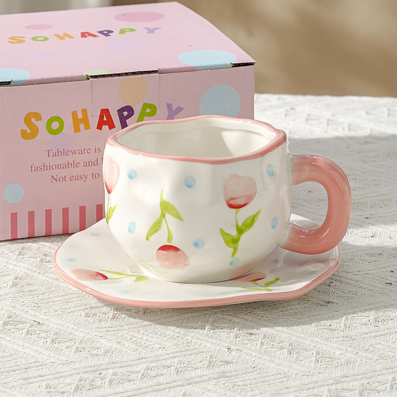 Taza de café de cerámica de alta calidad, taza de café de la tarde, esmalte de color, estilo chino, estilo retro coreano, hogar