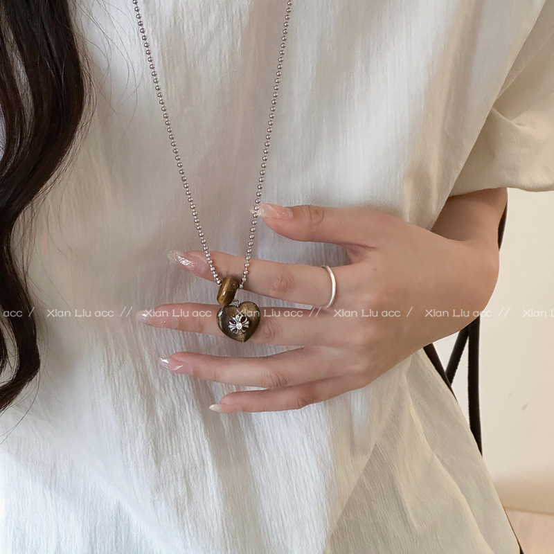 天韩系然虎眼石串珠项链女新款爆款小众设计感高级长款毛衣链配饰|undefined