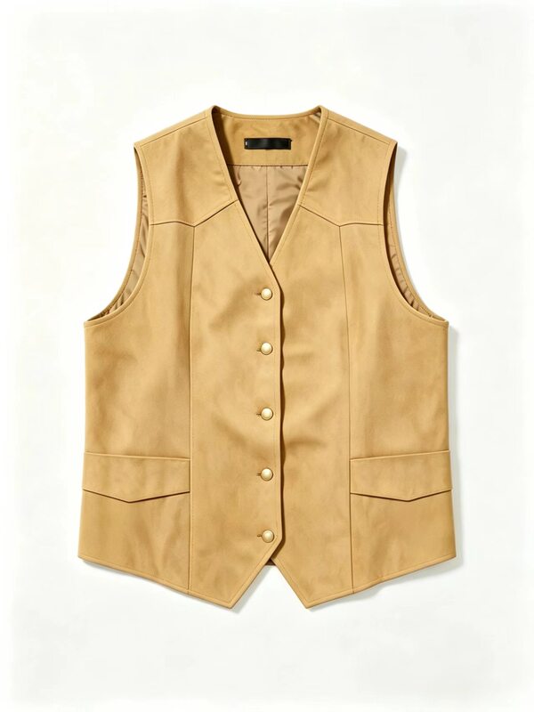 European and American 2026 cross-border retro men's casual vest, western-style suede vest, business casual slim-fit vest for men European and American 2026 cross-border retro men's casual vest, western-style suede vest, business casual slim-fit vest for men