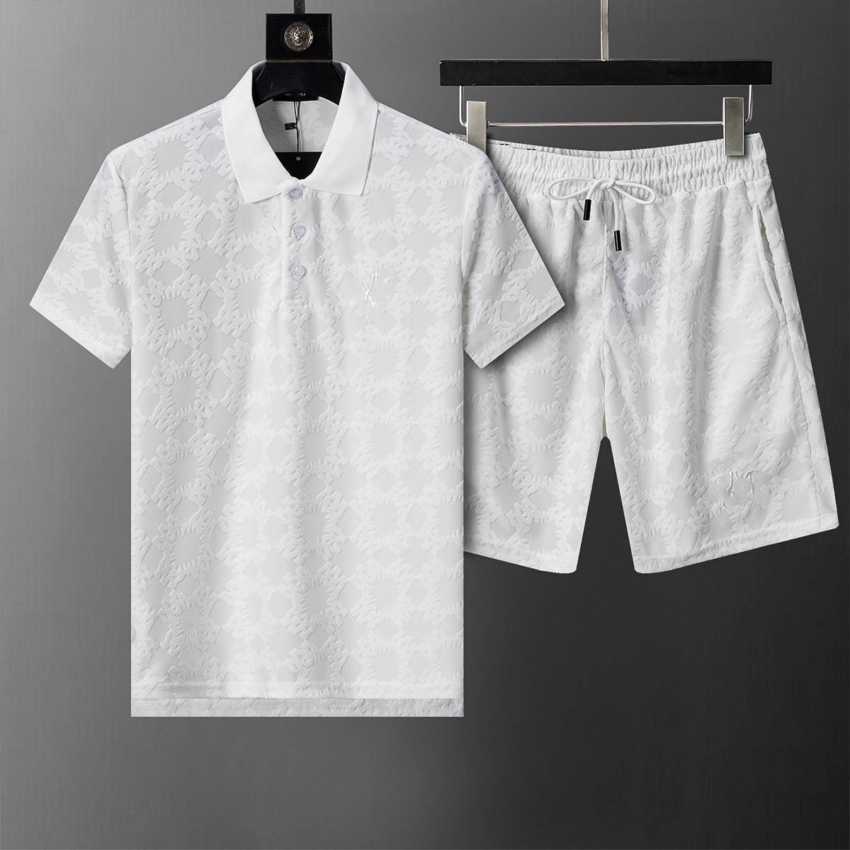 Cross-border versión correcta polo manga corta set de collar de verano clásico toalla de hombre bordado casual Europa y América explosión