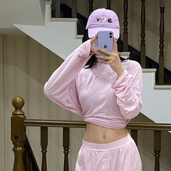 カーダシアンのボーイフレンドスタイルのカジュアルで快適なモーダルルーズ長袖Tシャツとショートパンツのカジュアルスーツ