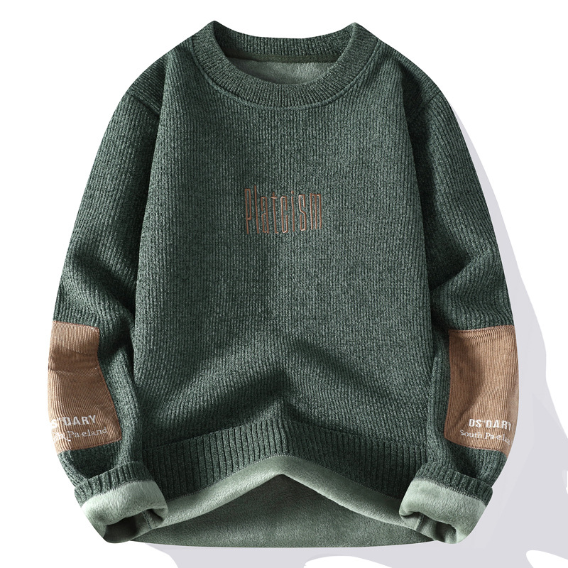 Una camiseta de terciopelo de cuello redondo para hombres otoño y invierno con camiseta de terciopelo de oro para hombres.