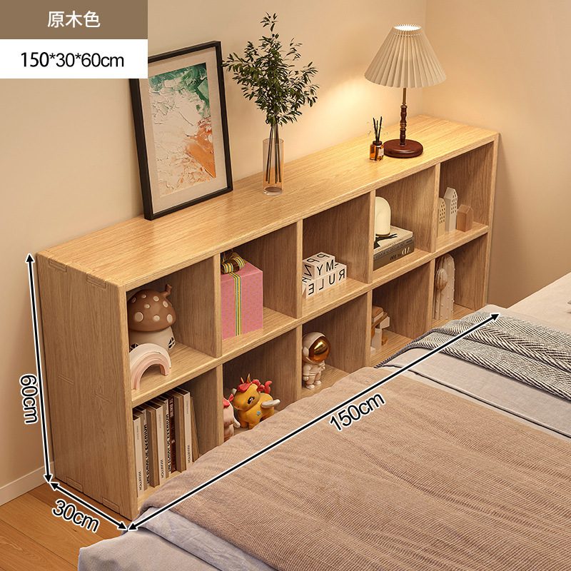 Estante al lado de la cama, gabinete a cuadros de madera maciza junto a la cama, estantería contra la pared, estantería, estantería de nogal de piso a techo, vitrina image 12
