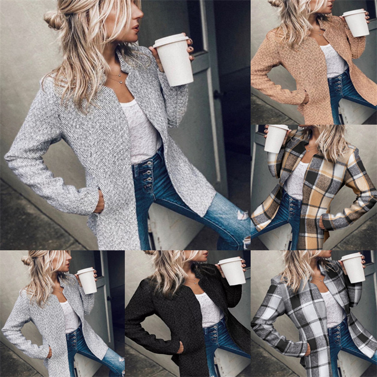 Women's European and American Independent Station Autumn and Winter AliExpress Amazon Explosions Street Tide Thickened Woolen Coat
