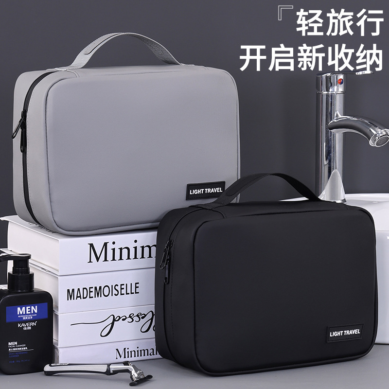 Bolsa de lavado de viaje de alta gama para hombres con separación portátil en seco y húmedo para viajes de negocios, bolsa de almacenamiento impermeable, bolsa de cosméticos, gran capacidad