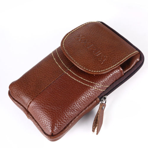 Mobile phone bag men's genuine leather waist bag for working on the construction site multi-functional men's bag fashionable personal top grain leather zero money bag