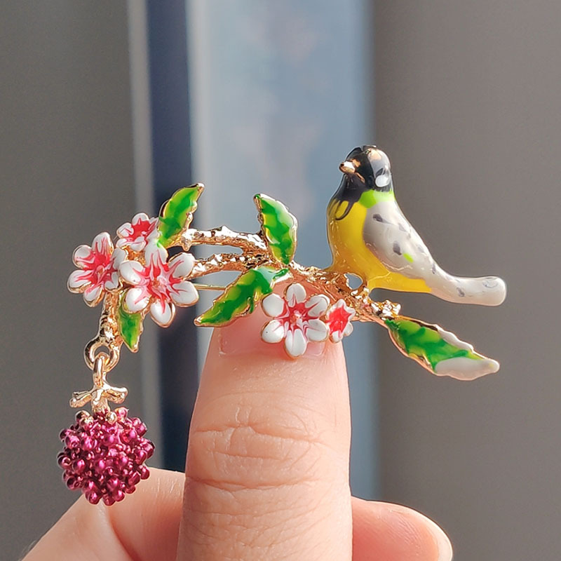 Enamel, Plating Craft Pastoral Pin Animal Tree Bird Alloy Plating Unisex Brooches