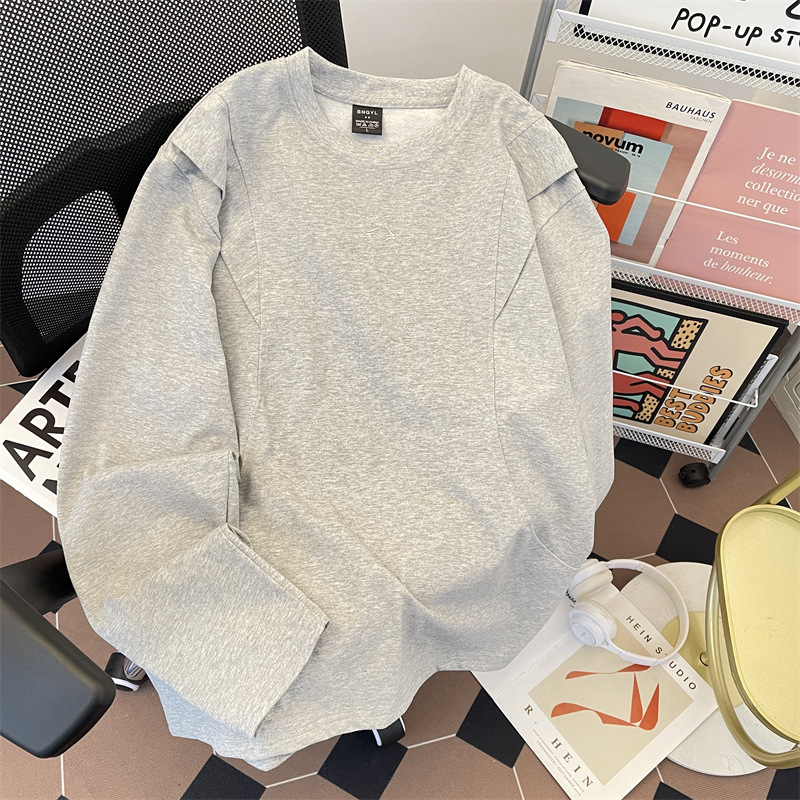 Cotton Long Sleeved T-shirt, Men's Round Neck Versatile Casual Fashion Brand, Student Sports Trend, Inner Sweatshirt_voghion.com