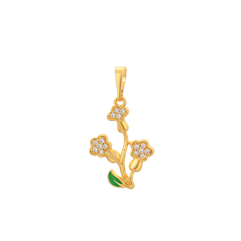 Xuping ligero diseño de lujo imitación de flores doradas colgante de aleación de cobre chapado 24k incrustado collar de joyas artificiales para mujeres