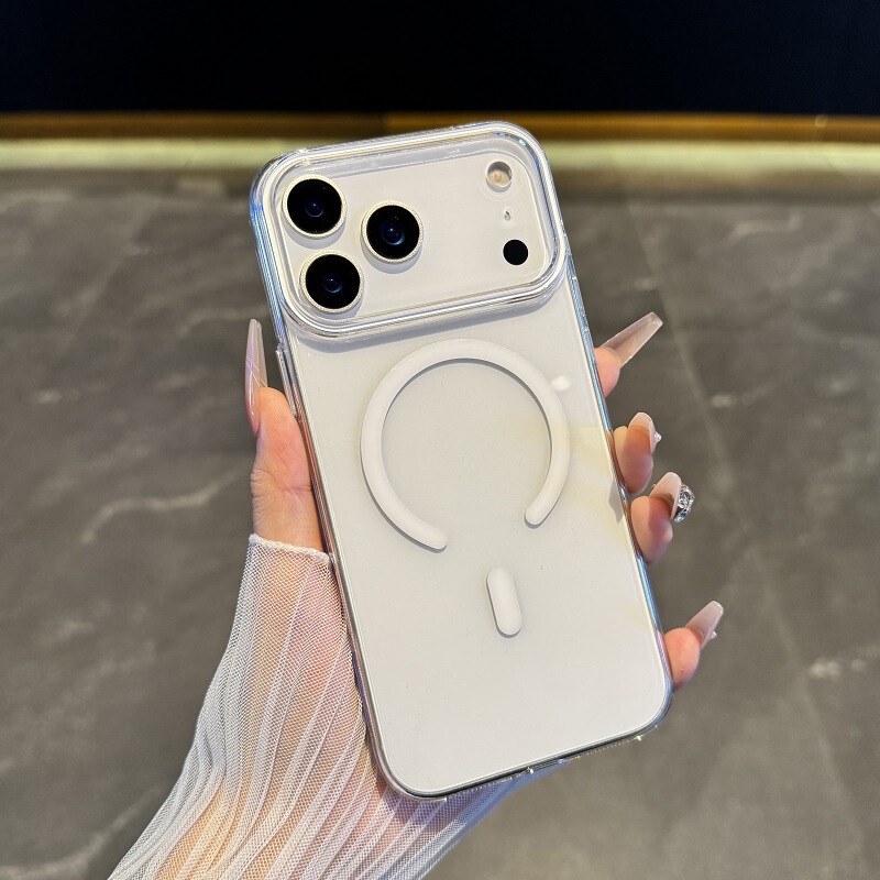 适用iPhone17PROMAX手机壳透明PC磁吸苹果17镜头圈滴油防摔保护套|undefined