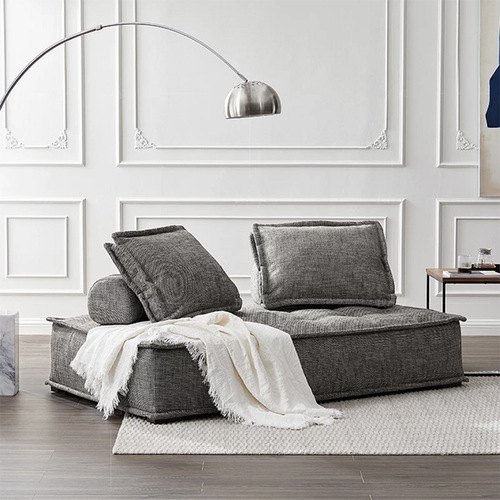 Piedmont modular sofa living room simple modern small apartment internet celebrity straight-line tofu block leather and fabric sofa
