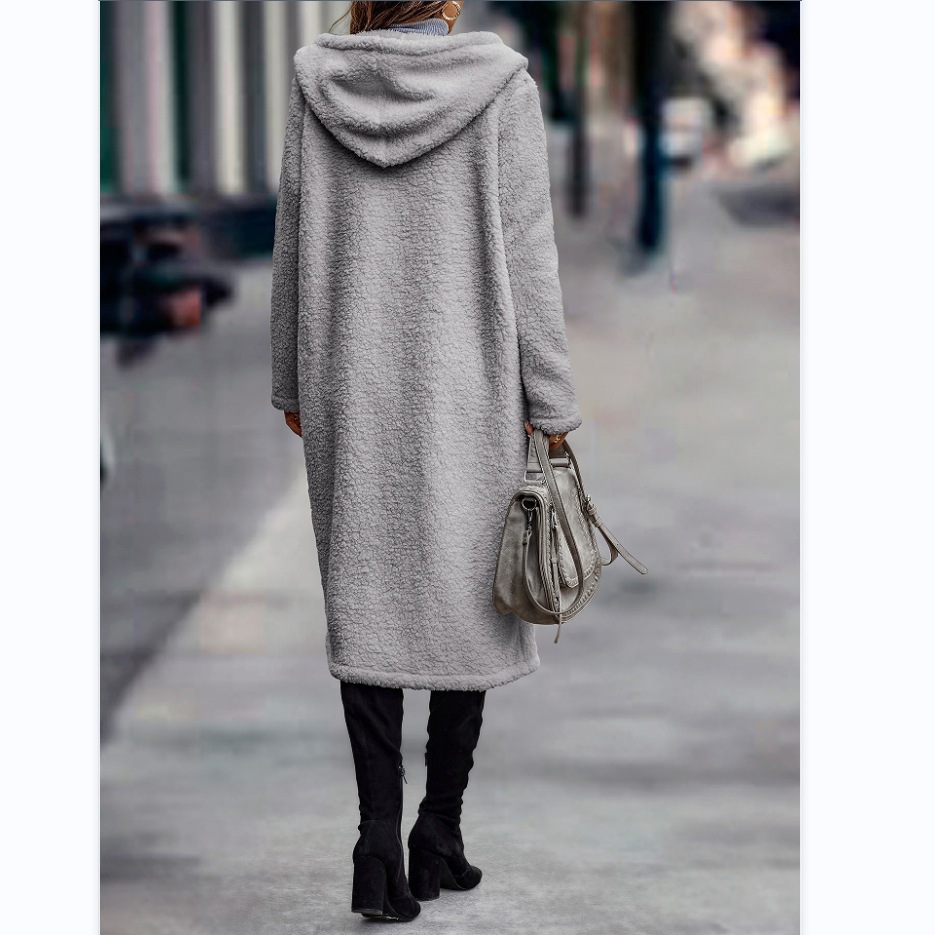 Damenbekleidung High-End-Windjacke aus Plüsch mit Kapuze für Damen, langer Mantel, Hot Girl-Windjacke für Damen_voghion.com
